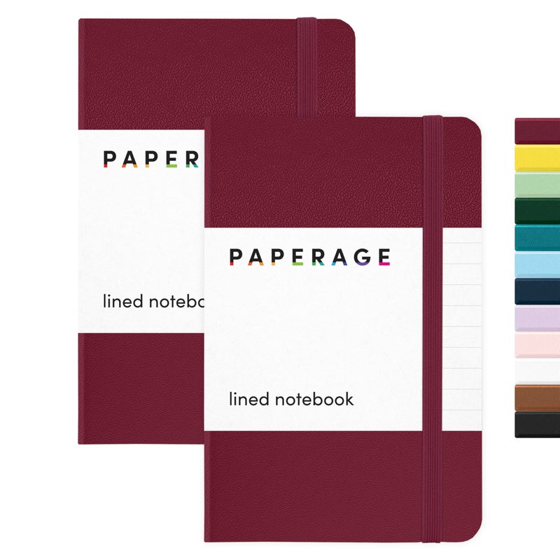 PAPERAGE Lined Pocket Journal Notebook, 1 Pack, (Burgundy), 160 Pages, Small, 3.6 inches x 5.6 inches - 100 GSM Thick Paper, Hardcover - Image 1