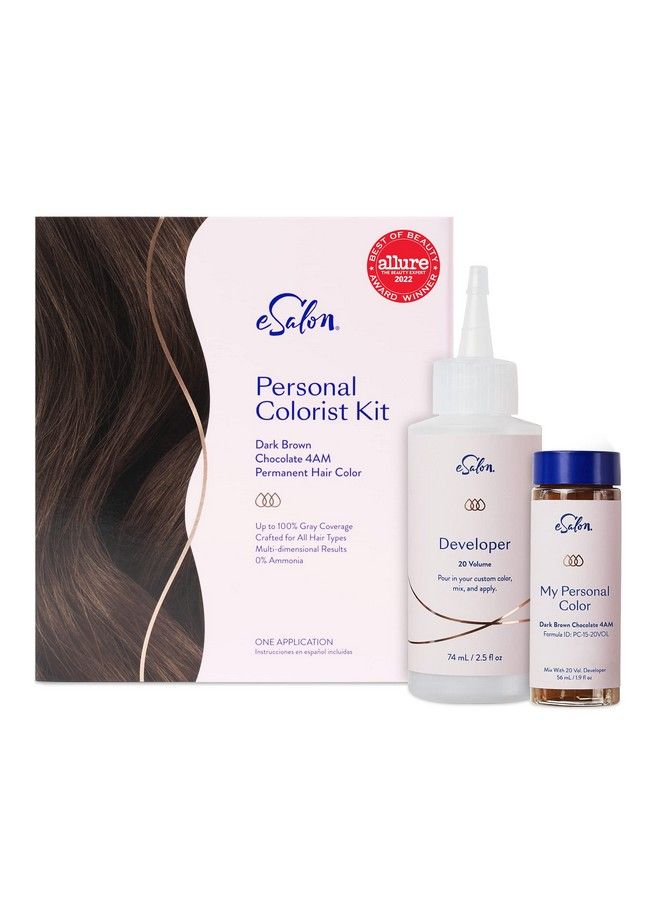esalon Permanent Hair Color & Hair Dye Complete Kit Dark Brown Chocolate Personal Colorist Kit For Up To 100% Gray Coverage For All Hair Types Professionalgrade Ammoniafree Hair Dye - Image 1