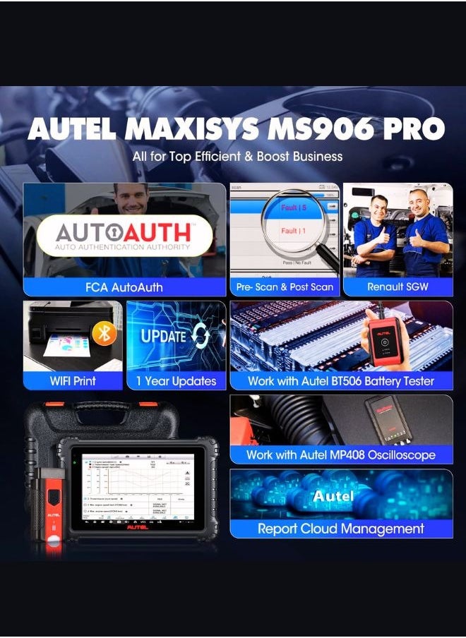 Autel - Autel Maxisys Ms906Pro Car Obd2 Scan Tool 2024 Newest Model of Ms906 Ms906bt Mk906BT Automatic Diagnostic Scanner ecm Coding, 36Plus Services Active Test - Image 1