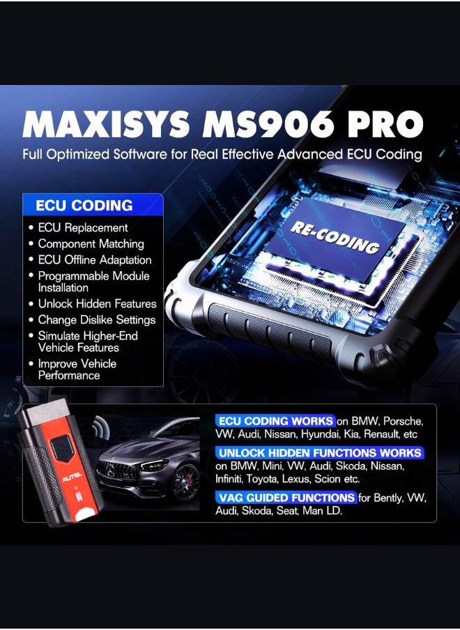 Autel Autel Maxisys Ms906Pro Car Obd2 Scan Tool 2024 Newest Model of Ms906 Ms906bt Mk906BT Automatic Diagnostic Scanner ecm Coding, 36Plus Services Active Test  - Image 4