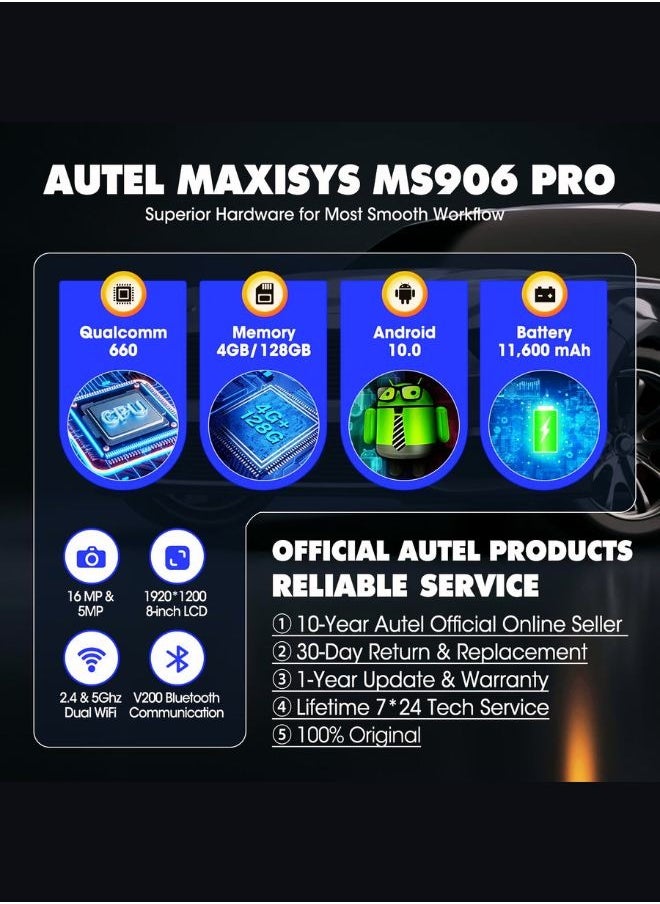 Autel - Autel Maxisys Ms906Pro Car Obd2 Scan Tool 2024 Newest Model of Ms906 Ms906bt Mk906BT Automatic Diagnostic Scanner ecm Coding, 36Plus Services Active Test - Image 1