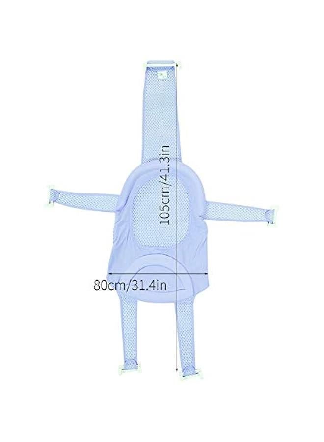 OCTOBER Baby Bath Support Seat,Comfort Massage Cloth Adjustable Length Infant Shower Mesh with Soft Head Cushion Non-Slip Safety Net Bathtub Sling Shower Bathing Rings for Tub(Light Blue) - Image 2