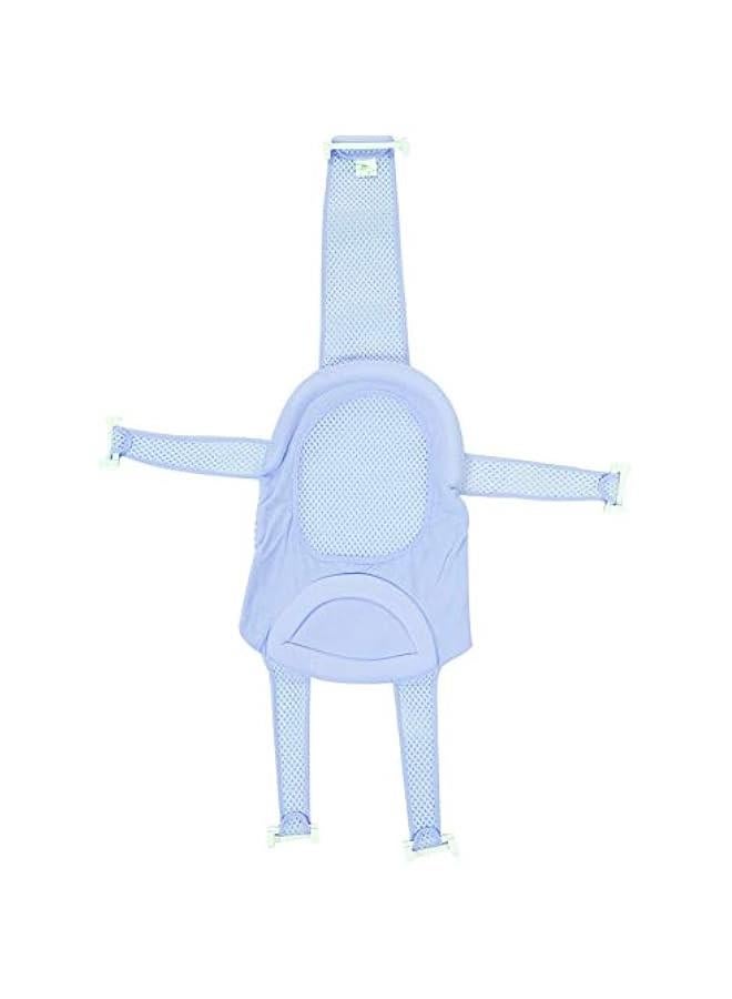 OCTOBER Baby Bath Support Seat,Comfort Massage Cloth Adjustable Length Infant Shower Mesh with Soft Head Cushion Non-Slip Safety Net Bathtub Sling Shower Bathing Rings for Tub(Light Blue) - Image 1