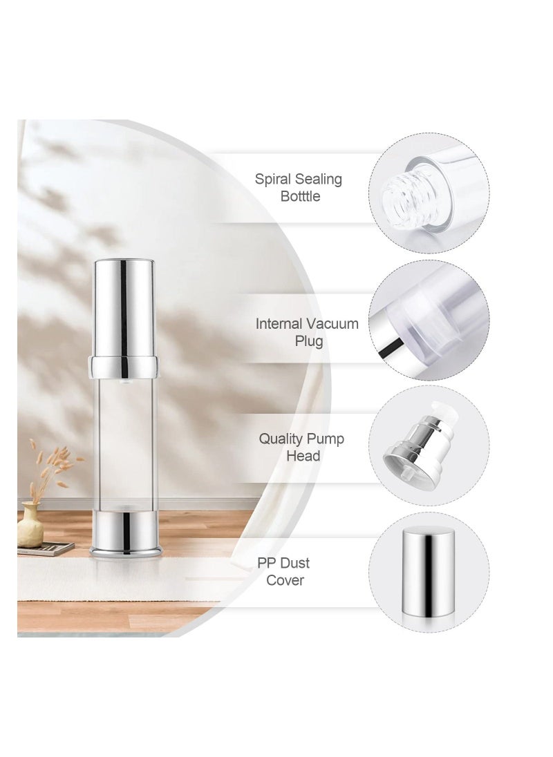 Plastic Airless Pump Bottle, Refillable Lotion Containers, 8 Pack 10ml 0.34oz Mini Spray Bottle, Empty Pump Press Vacuum Dispenser - Image 2
