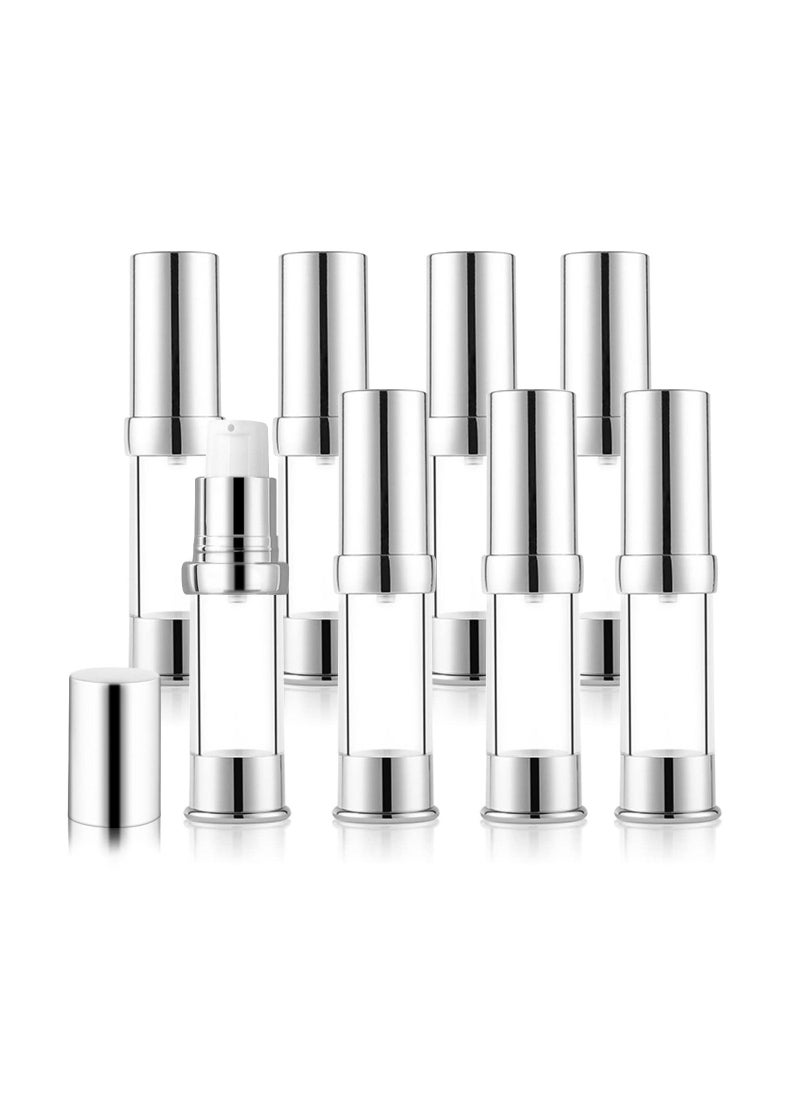 Plastic Airless Pump Bottle, Refillable Lotion Containers, 8 Pack 10ml 0.34oz Mini Spray Bottle, Empty Pump Press Vacuum Dispenser - Image 1