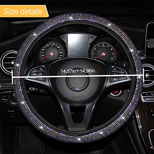 LoyaForba Car Bling Steering Wheel Cover with Rhinestones, Anti-Slip, Elastic, Crystal Diamond Steering Wheel Cover, Bling Car Accessories for Women Girls, Universal Fit 15 Inches Cars, SUVs (Multicolor) - Image 2