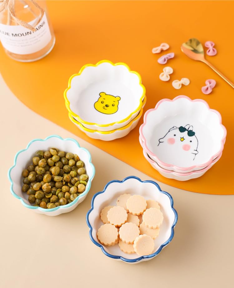 DANSR DANSR Printed Flower Shape Bowl Set for Ketchup Serving Dip Sauce Chutney Katori Pickle Mini Bowls Dips Ceramic Dining Ketchup Bowls Sauce Bowls Chutney Bowls 6pc Random Colour  - Image 5