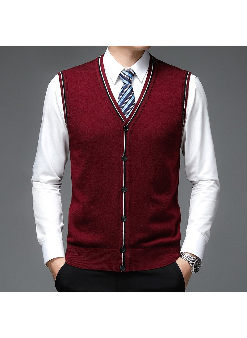 Generic - Mens Navy Wool Blend Sleeveless Vest B9061 Fuchsia - Image 1