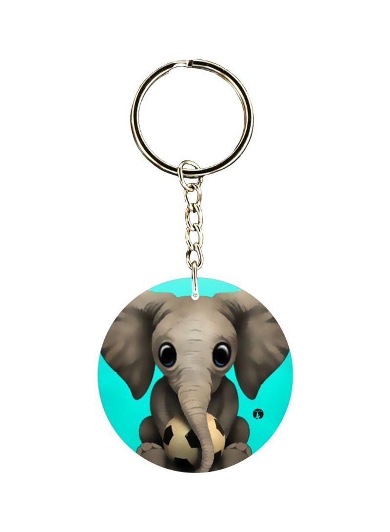 RKN Elephant With Ball Printed Keychain