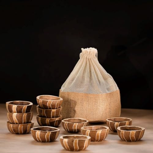 Ellementry Gaudeep Gold Stripes Diya Set of 12, Eco-Friendly Cow Dung Diya for Diwali Puja & Festivals, Handmade Biodegradable & Long-Lasting Diyas,Traditional Decor for Home (6.5x6.5x2.5) - Image 4