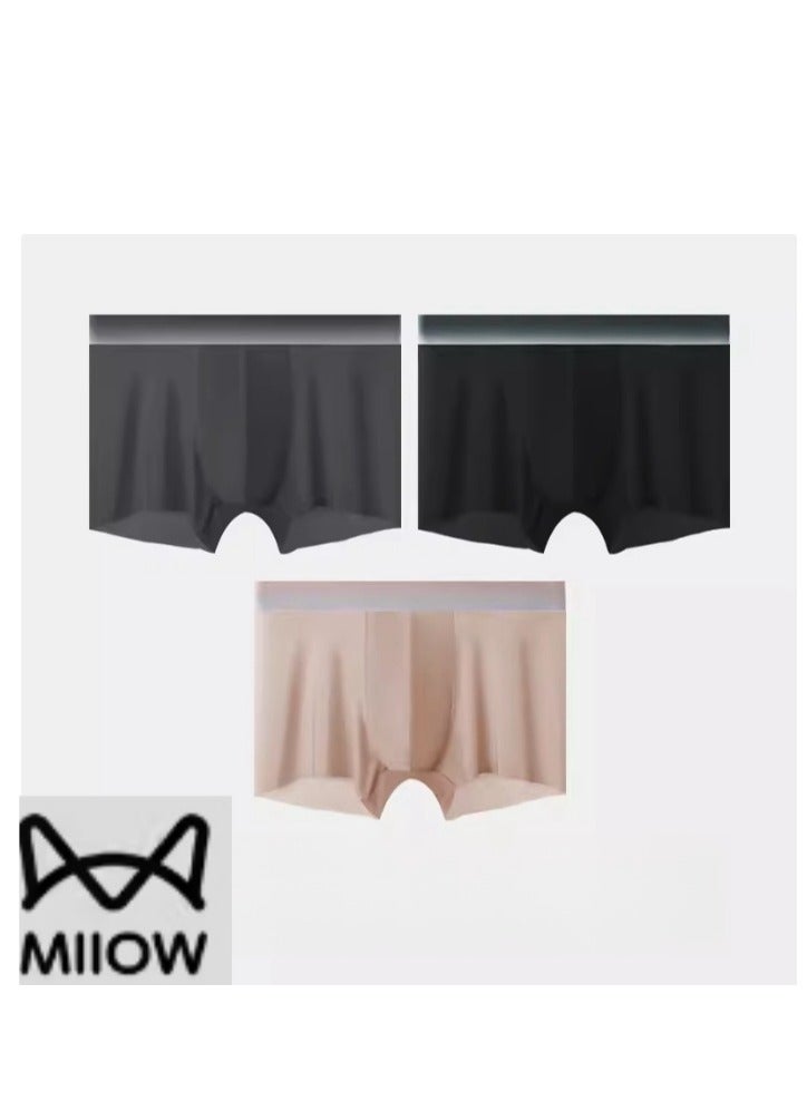 MIIOW (Three piece set) Ice Silk Men's Underwear Summer Thin New Flat Corner Pants Men's Trackless One Piece Four Corner Shorts  - Image 1