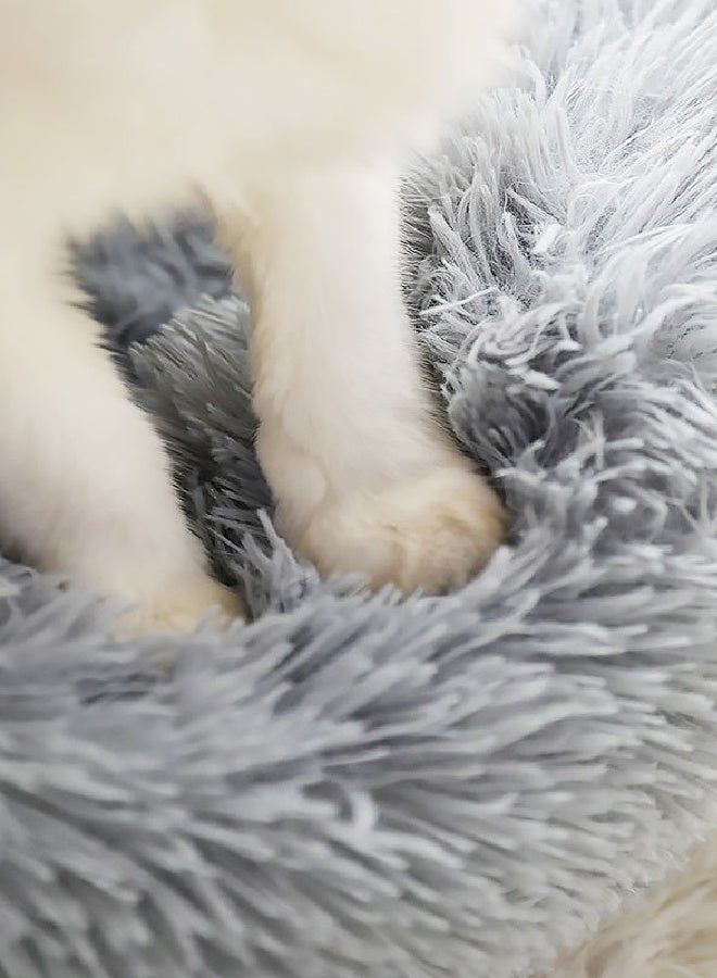 fashionhome Soft Luxury Round Designer Long Plush Pet Bed Extra Fluffy, Comfortable, Washable Donut Bed for Cats and Dogs with ultra Soft Cushioning Anti Slip Bottom, and Anxiety-Relief Support - Image 2