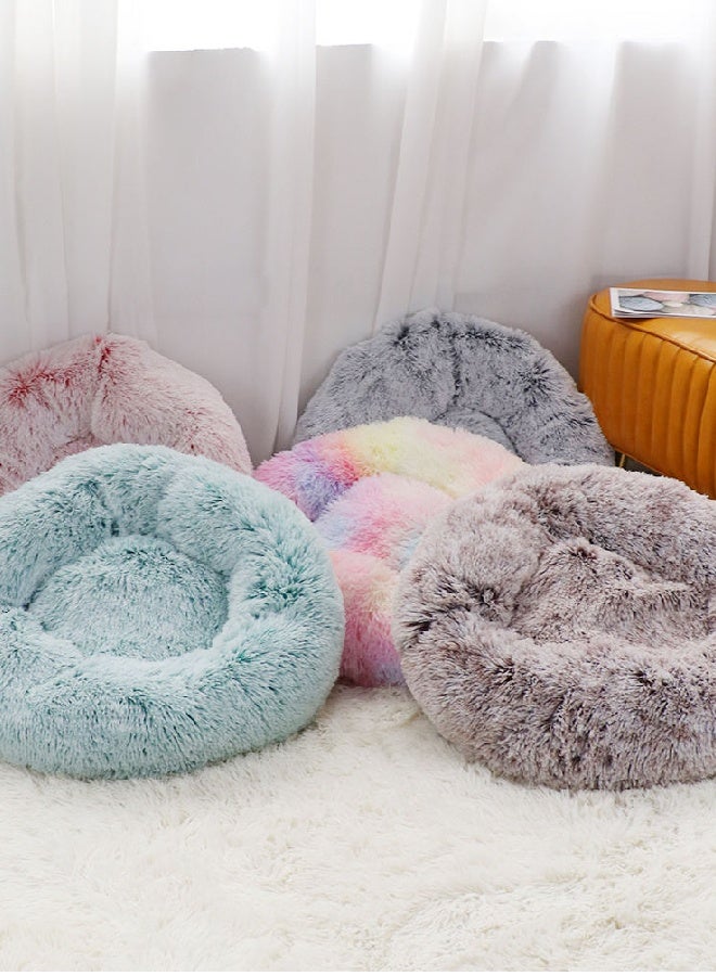 fashionhome Soft Luxury Round Designer Long Plush Pet Bed Extra Fluffy, Comfortable, Washable Donut Bed for Cats and Dogs with ultra Soft Cushioning Anti Slip Bottom, and Anxiety-Relief Support - Image 3