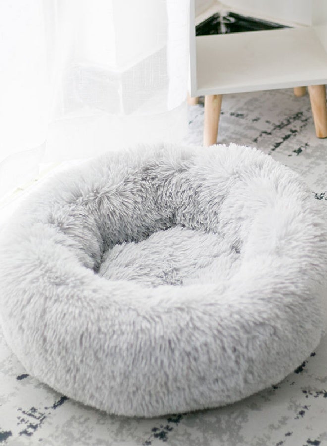 fashionhome Soft Luxury Round Designer Long Plush Pet Bed Extra Fluffy, Comfortable, Washable Donut Bed for Cats and Dogs with ultra Soft Cushioning Anti Slip Bottom, and Anxiety-Relief Support - Image 4
