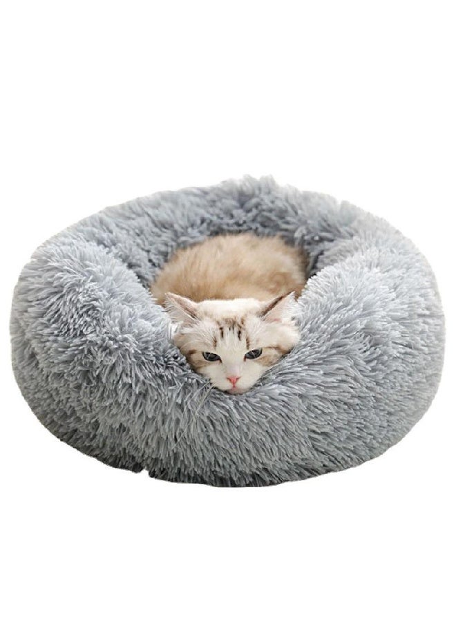 fashionhome Soft Luxury Round Designer Long Plush Pet Bed Extra Fluffy, Comfortable, Washable Donut Bed for Cats and Dogs with ultra Soft Cushioning Anti Slip Bottom, and Anxiety-Relief Support - Image 5