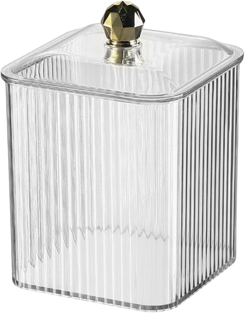SARVANGAH SARVANGAH Cotton Pad Holder Cotton Swab Holder Container Qtip Holder Cotton Ball Dispenser with Lid Cosmetics Small Plastic Storage Bathroom Essentials Accessories for Decor White  - Image 1