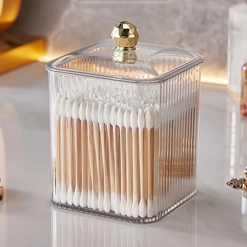 SARVANGAH SARVANGAH Cotton Pad Holder Cotton Swab Holder Container Qtip Holder Cotton Ball Dispenser with Lid Cosmetics Small Plastic Storage Bathroom Essentials Accessories for Decor White  - Image 2