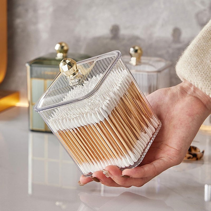 SARVANGAH SARVANGAH Cotton Pad Holder Cotton Swab Holder Container Qtip Holder Cotton Ball Dispenser with Lid Cosmetics Small Plastic Storage Bathroom Essentials Accessories for Decor White  - Image 5