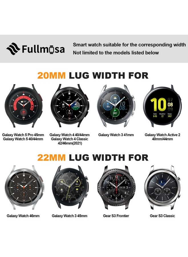 Fullmosa - Fullmosa Quick Release Watch Strap For Unisex 22mm Width For Fossil Gen 5/Gen 5E /Gen 6 44mm/Samsung Galaxy 46mm/Gear S3 Frontier/Huawei GT 3 Pro 46mm (Light Blue & Silver - 200mm Length) - Image 1