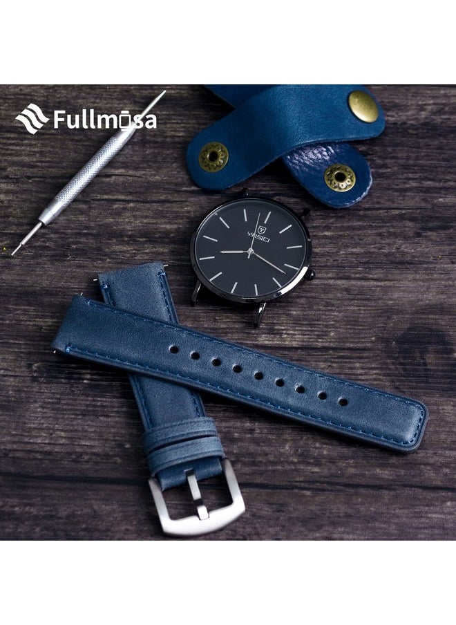 Fullmosa - Fullmosa Quick Release Watch Strap For Unisex 22mm Width For Fossil Gen 5/Gen 5E /Gen 6 44mm/Samsung Galaxy 46mm/Gear S3 Frontier/Huawei GT 3 Pro 46mm (Light Blue & Silver - 200mm Length) - Image 1