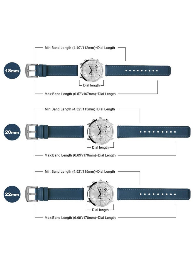 Fullmosa - Fullmosa Quick Release Watch Strap For Unisex 22mm Width For Fossil Gen 5/Gen 5E /Gen 6 44mm/Samsung Galaxy 46mm/Gear S3 Frontier/Huawei GT 3 Pro 46mm (Light Blue & Silver - 200mm Length) - Image 1
