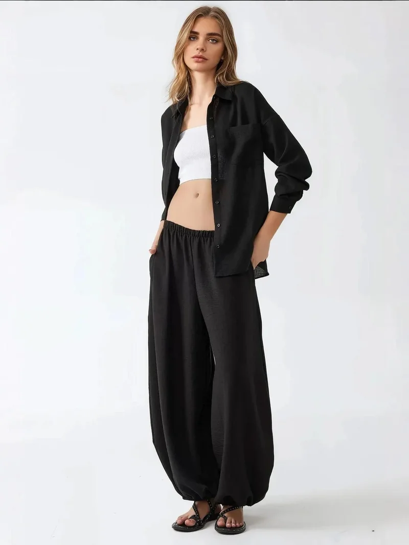 زوبعة بنطلون رياضي واسع بخصر منخفض