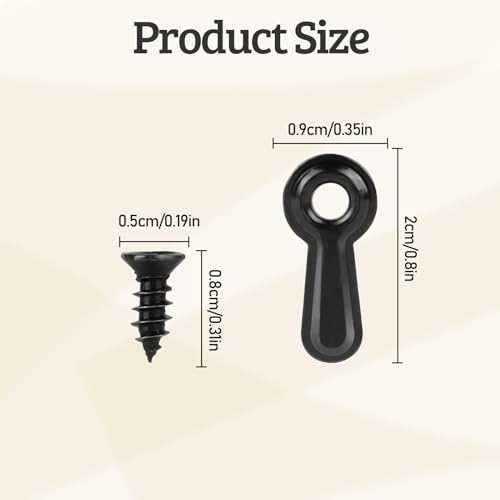 PinCute Picture Frame Turn Button Fasteners Set, 100 PCS Picture Frame Backing Clips Photo Frame Hardware Clips with 100 Pieces Screws for Hanging Pictures, Photos, Drawing by PinCute (Black) - Image 3
