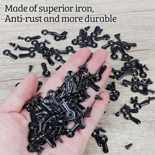 PinCute Picture Frame Turn Button Fasteners Set, 100 PCS Picture Frame Backing Clips Photo Frame Hardware Clips with 100 Pieces Screws for Hanging Pictures, Photos, Drawing by PinCute (Black) - Image 4
