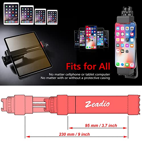 Zeadio Smartphone Tablet Tripod Mount Adapter, Compatible with iPhone, Android, iPad, Microsoft Surface, Nexus and Any Tablet, 130mm to 250mm Clamping Width, 1/4 Inch Screw, Black - Image 4