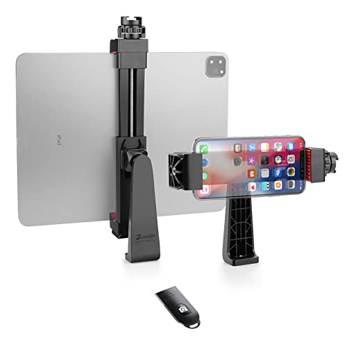 Zeadio Smartphone Tablet Tripod Mount Adapter, Compatible with iPhone, Android, iPad, Microsoft Surface, Nexus and Any Tablet, 130mm to 250mm Clamping Width, 1/4 Inch Screw, Black - Image 1