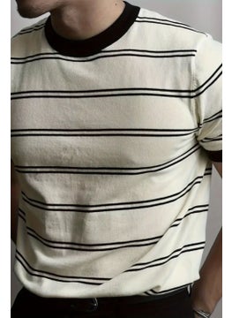 Cool Tarz Cool Style Men's Stripe Detailed Slim Fit Crew Neck Knit T-Shirt  - Image 1