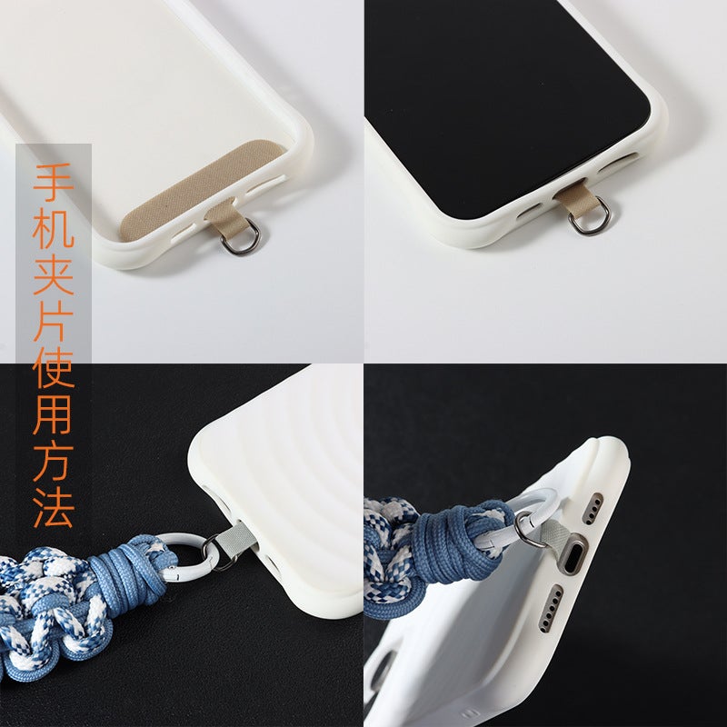 New contrast color mobile phone lanyard hand-woven short 3cm wide anti-lost wrist rope key ring camera lanyard - Image 5