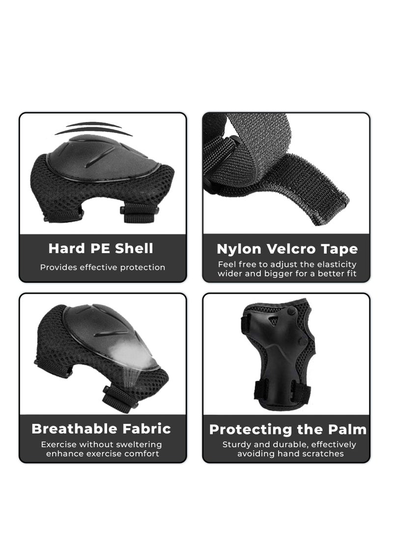 Kids Protective Gear Set: Knee Pads, Elbow Pads, and Wrist Guards for Toddlers - Ideal for Cycling, Rollerblading, and Scootering (Black) - Image 4