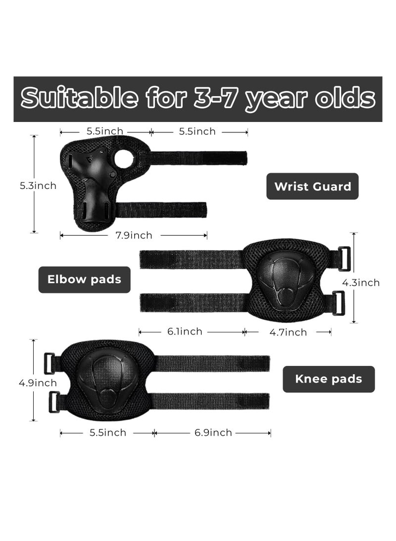 Kids Protective Gear Set: Knee Pads, Elbow Pads, and Wrist Guards for Toddlers - Ideal for Cycling, Rollerblading, and Scootering (Black) - Image 3