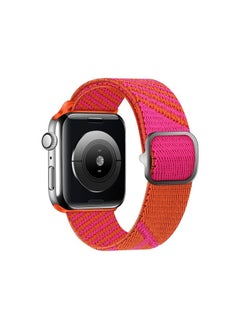 Replacement Strap Two-color Nylon Braid Watch Band For Apple Watch Series 9&8&7 41mm / SE 3&SE 2&6&SE&5&4 40mm / 3&2&1 38mm Orange Pink
