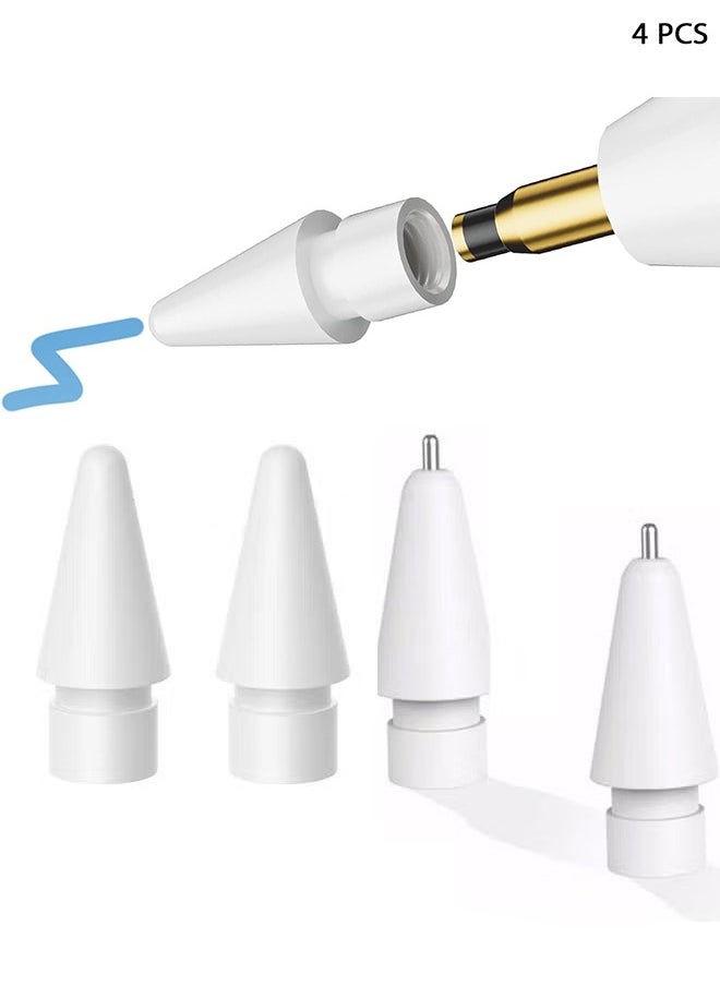 HY Replacement Tips for Apple Pencil 2nd Gen & 1st Gen- [4 Pack] Apple Pencil Spare No Wear Out Fine Point Precise Control Durable Apple Pen Tip, Plastic Tips + Metal Tips  - Image 1
