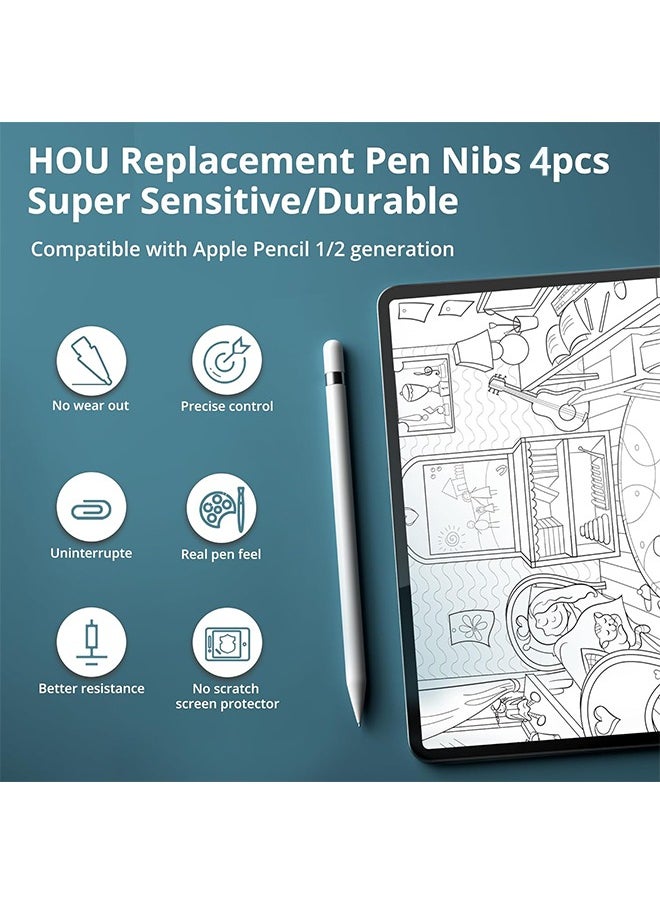 HY Replacement Tips for Apple Pencil 2nd Gen & 1st Gen- [4 Pack] Apple Pencil Spare No Wear Out Fine Point Precise Control Durable Apple Pen Tip, Plastic Tips + Metal Tips  - Image 5