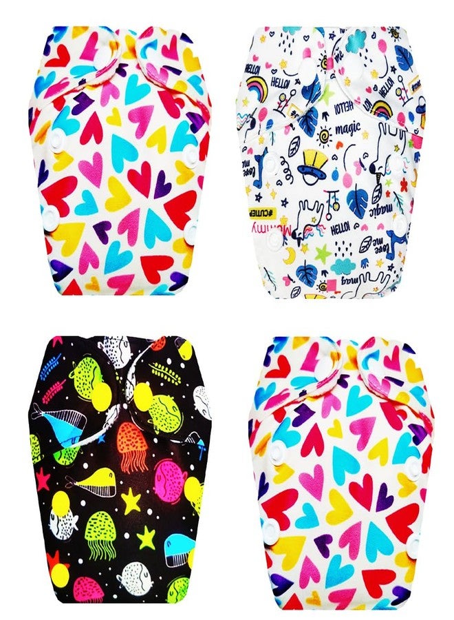 حفاضات قماشية فاخرة من دمبلدو للأطفال حديثي الولادة مع حشوة داخلية (عبوة من 4 قطع) | شعور بالجفاف والراحة | قابلة لإعادة الاستخدام والغسل | مناسبة للسفر | تغيير حفاضات بدون قلق | من 0 إلى 4 أشهر | للجنسين - Image 1