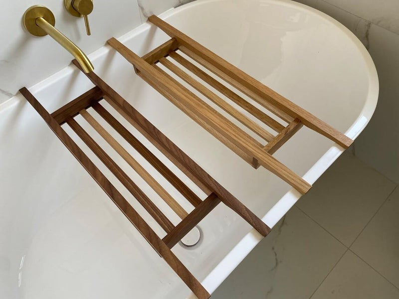 RuPS Premium Bathtub TrayBath Caddy for Bathroom Bath ShelfTable for Poll Spa House Modern Light Weight Solid Wood Bath Caddy Dark Brown - Image 3