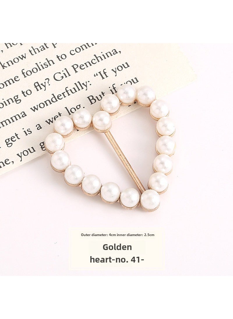 Generic Elegant Dress Knot Buckle Cashmere Coat Waist Belt Scarf Clasp Golden heart  - Image 1