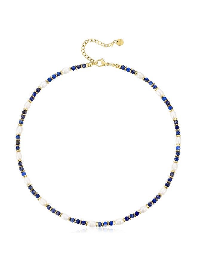 KissYan Beaded Gemstone Choker Necklace For Women Colorful Boho Bead Necklace Natural Stone Freshwater Pearl Beach Necklace 14K Gold Plated Summer Handmade Jewelry(41G3) - Image 1