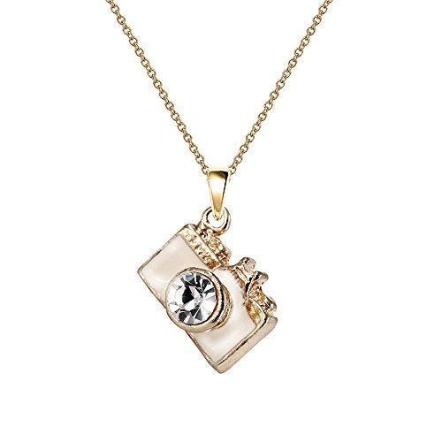 Monnel NC053 Cute White 3D Crystal Camera Charm Pendant Necklace, Standard - Image 1