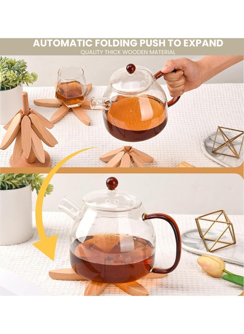 فالمر حوامل خشبية للاطباق الساخنة، مجموعة حوامل على شكل شجرة الكريسماس ووسادات ساخنة، قواعد اكواب خشبية للاواني الساخنة والمقالي، مجموعة قواعد اكواب خشبية للمطبخ وديكور العطلات - Image 3