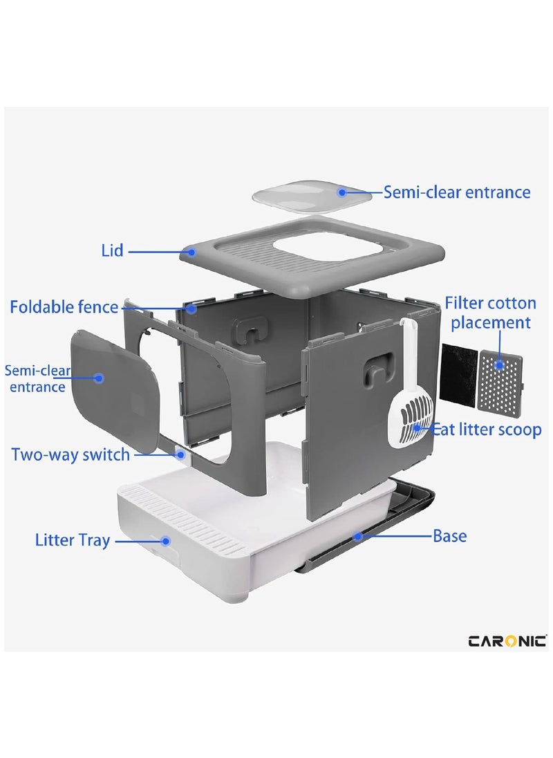 CARONIC Pet Litter Box Fully Enclosed Foldable Litter With Pets Litter Scoop Portable cat and dog Litter Enclosure Fully Enclosed Foldable Splash  - Image 5