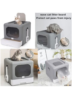 CARONIC Pet Litter Box Fully Enclosed Foldable Litter With Pets Litter Scoop Portable cat and dog Litter Enclosure Fully Enclosed Foldable Splash  - Image 3