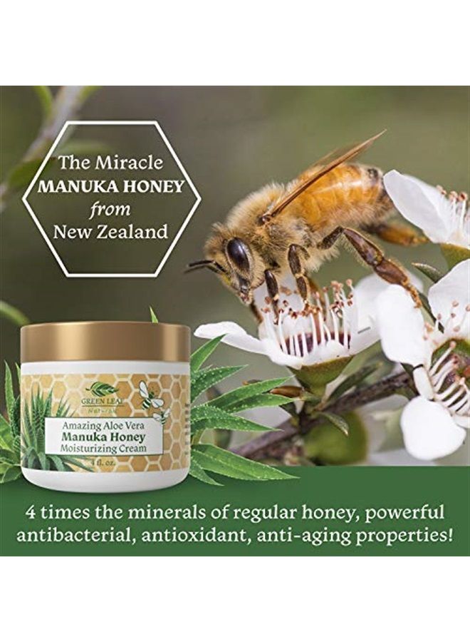 Green Leaf Naturals Manuka Honey Moisturizing Cream (4oz) Moisturizing Lotion Treatment For Psoriasis Relief - Itchy, Dry Skin Rash Healing Ointment - Skin Soothing Moisturizer For Kids, Adults, Baby Ultra Strength Honey - Image 3