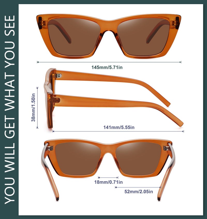 WOWSUN Narrow Small Vintage Polarized Cat Eye Sunglasses for Women - Image 5
