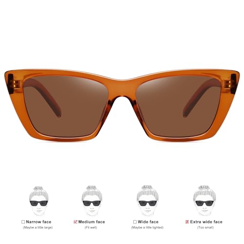 WOWSUN Narrow Small Vintage Polarized Cat Eye Sunglasses for Women - Image 4