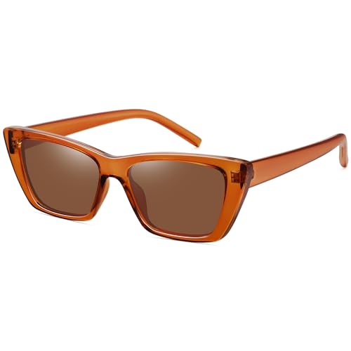 WOWSUN Narrow Small Vintage Polarized Cat Eye Sunglasses for Women - Image 1