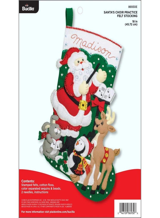 Bucilla Felt Applique Stocking Kit Santa Choir Practice, 18" - Image 1